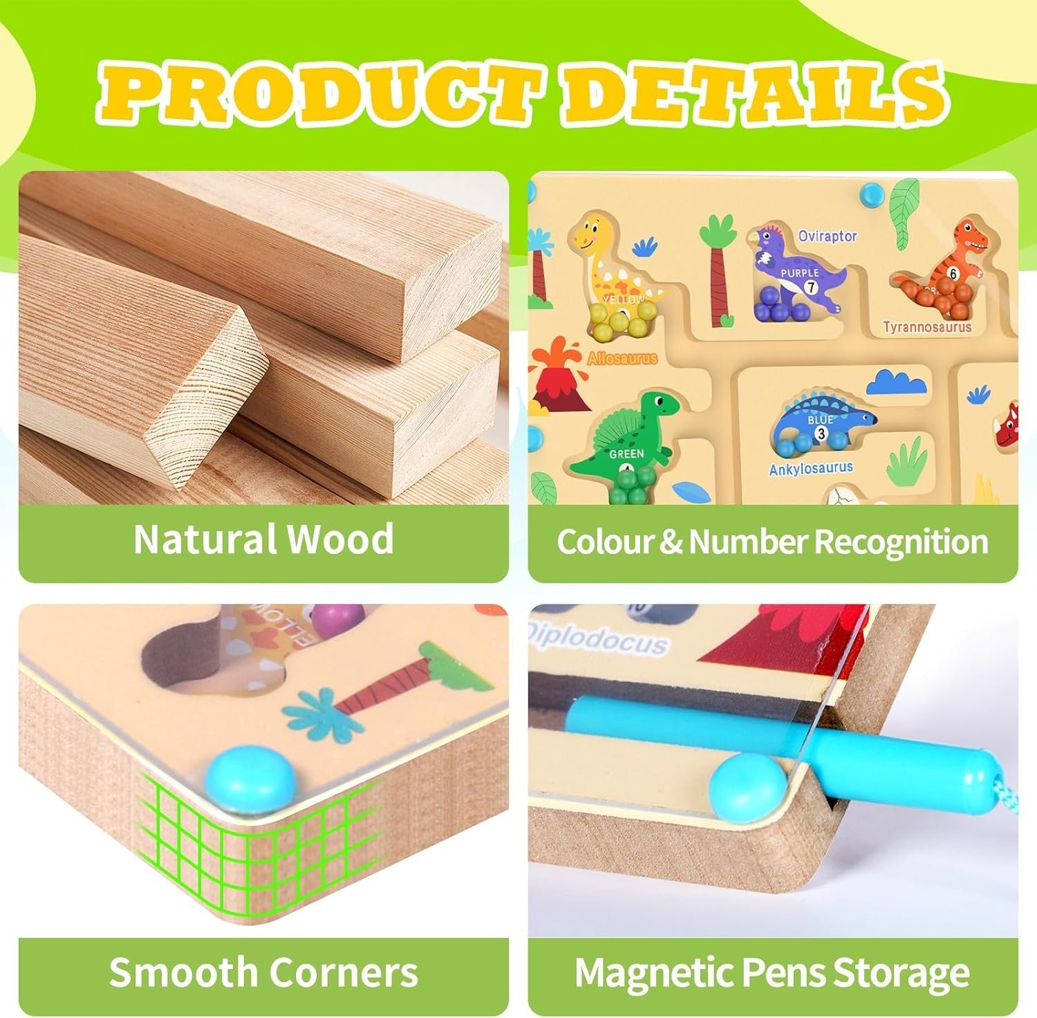 Montessori Toys 3 4 5 6 Years, Wooden Magnetic Maze, Educational Game of Colors and Numbers, Magnetic Toys Fine Motor Skills, Gift for Boys and Girls 3-6 Years Old - Image 4