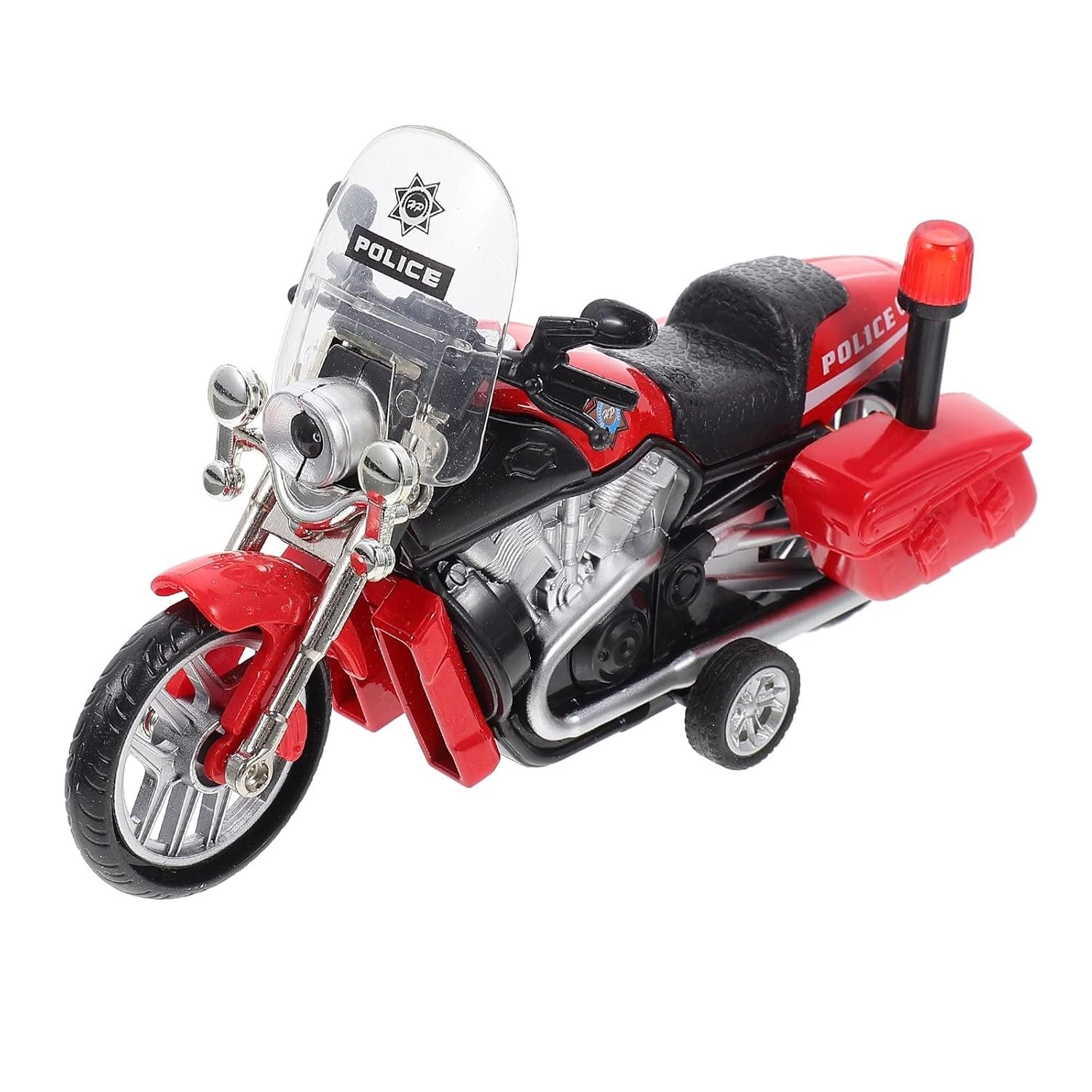 PLUSPOINT Fire Rescue Bike Friction Powered Special Fire Motorcycle Emergency Vehicle Model Toy with Light Music inertial Simulation Toy 3-6 Years Old (Fire Bike-red)