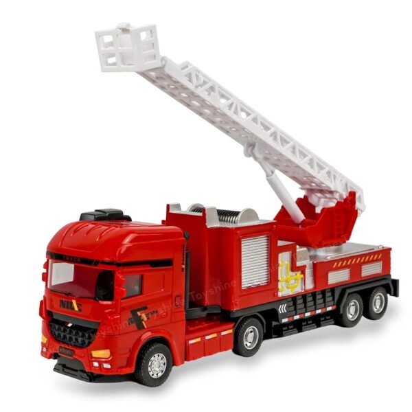 Toyshine 25cm Friction Powered Fire Rescue Truck with Rotating Ladder Feature, Model Collection Educational Learning Toys for Kids 3-7 Years
