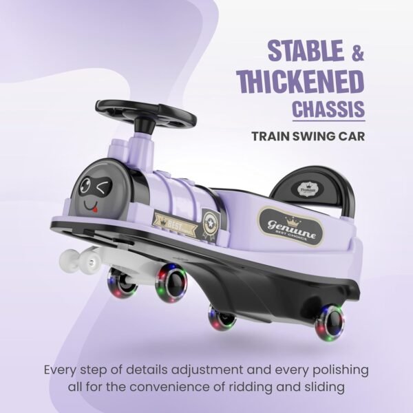 Train Car for Kids 1 Year+ | 2 Year+ | Baby Panda Swing Car | Ride On Car for Kids | Musical Twister Toy Car Magic | Best Birthday Gift for 1-5 Years Baby | Upto 100kg (Violet) - Image 4