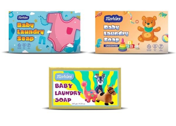 Tickles (Pack 3) Handmade Organic Washing Soap For Baby Clothes, Accessories Mainly for Sensitive Skin 100% Chemical Free Natural Laundry Soap Citronella Lavender & Unscented (360 gms)