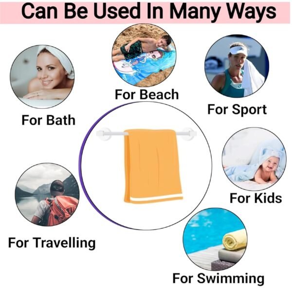 Luxury Ultra Soft Bath Towel Large Size (70 x 140 cm) for Kids & Adults | Super Absorbent Towels for Bathroom, Home, Hotel, Travel, Beach, & Spa | Daily Use Pack of 2 (Multicolor) - Image 4