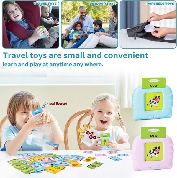 Talking Flash Card Learning Device Toy for Early Learning 224 Words Sounds Music Playing Game - USB Rechargeable for Kids (1-6 Years) Toddlers Pre-School Education (Random, Normal) - Image 3