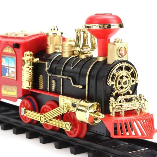 ABS Kids Boys and Girls Express Train Toy Set with Locomotive Engine Light, Cargo car and Tracks, Battery Powered, 3 4 5 6 7 Years Old (cho-cho Train)- Multi Color