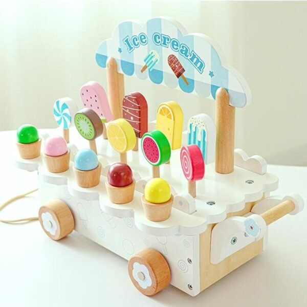 Lyla Wooden Ice Cream Toy Education Pretend Play for Kids 3-8 Year Old Boys Girls White - Image 2