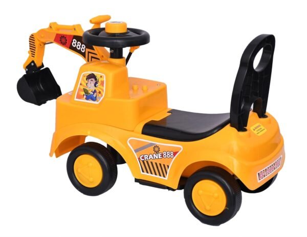 MLU Kids Ride On Crane Push Car, Comfortable Seat with Backrest, Elegant Design, Ride On Construction Excavator for 1-5 Years (Yellow) - Image 2