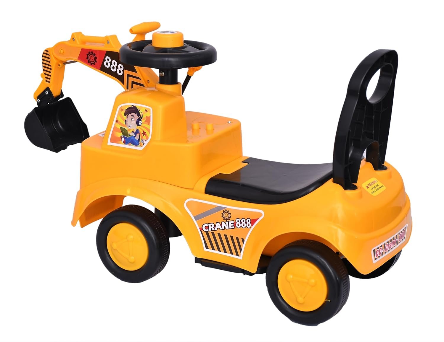 MLU Kids Ride On Crane Push Car, Comfortable Seat with Backrest, Elegant Design, Ride On Construction Excavator for 1-5 Years (Yellow) - Image 2