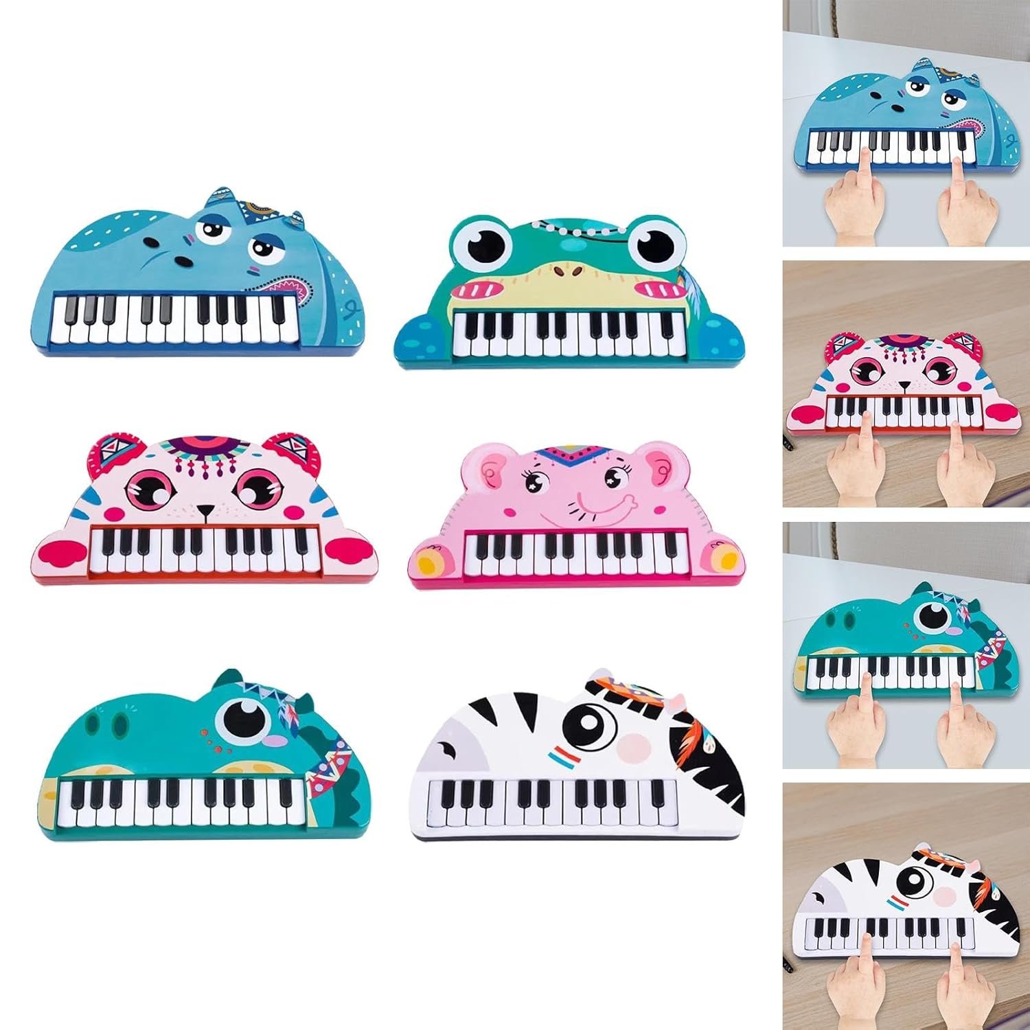 Creations Baby Piano Toy Piano Keyboard Musical Sound Toys for Kids 1-6 Years Old Hippo - Image 4
