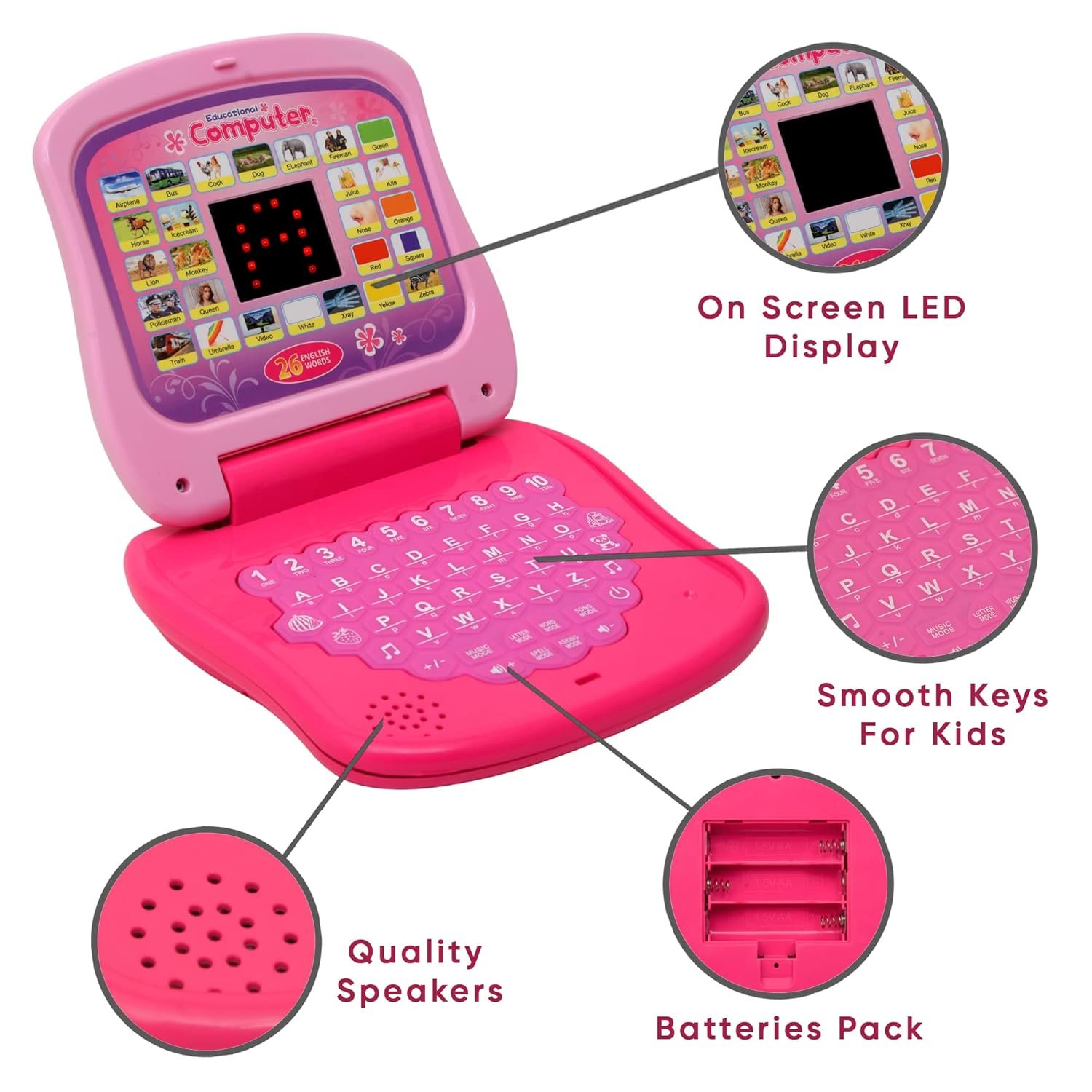 Kids Laptop Toy For Learning Numbers&Alphabets (Bis Approved)|Educational Computer Activity Toy For Kids Age 2,3,4,5,6 Years|Baby Laptop Toy With Fun Activities For Children,Multicolor - Image 2