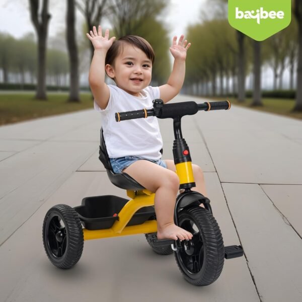 Baybee Hubble Baby Tricycle for Kids | Balanced Baby Trikes with Safety Belt, Eva Wheels & Storage Basket for Toys | Children Bicycle for Kid | Kids Cycle for 2-5 Years Boy Girl (Yellow) - Image 2