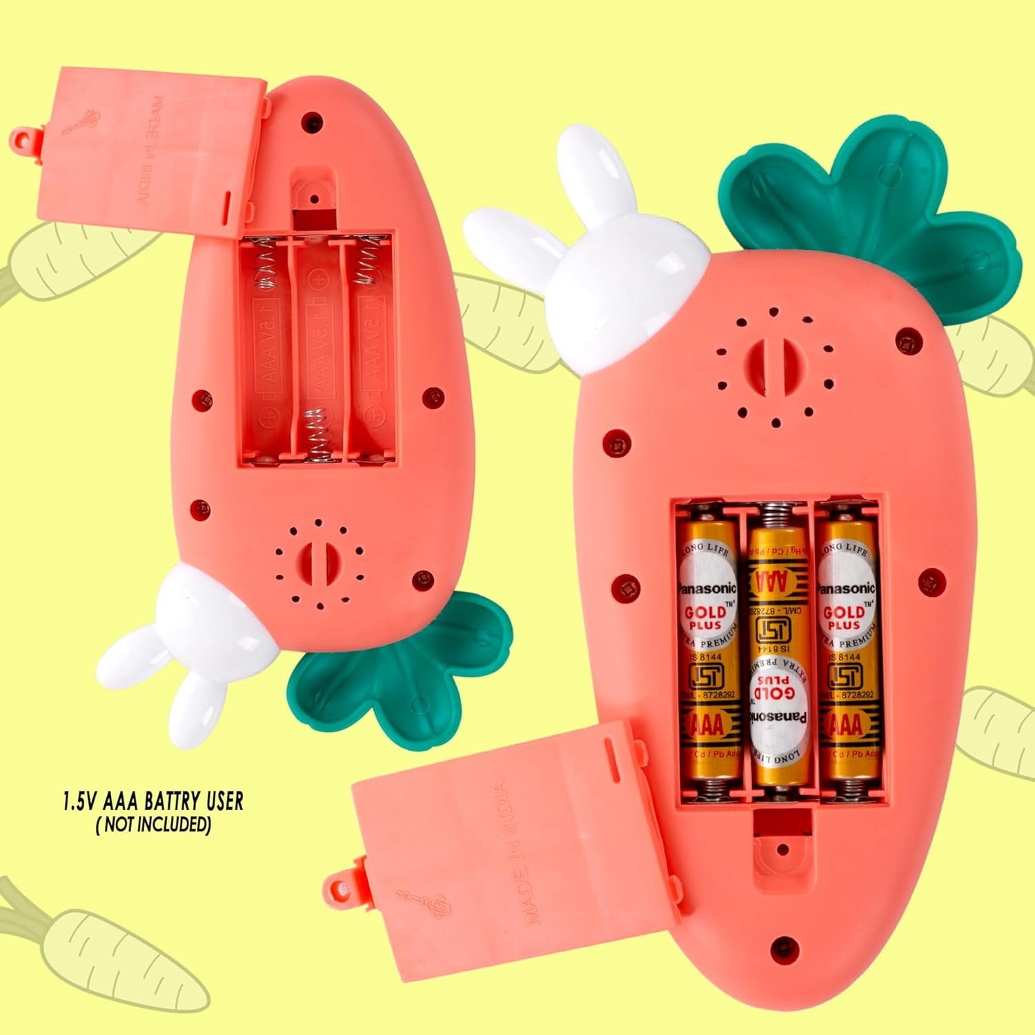 Carrot-Shaped Rabbit for Babies, Musical Toy for 1-3 Year Old Baby Boys and Girls | Interactive Button Learning Remote with Baby Music, Flashing Lights - Image 5