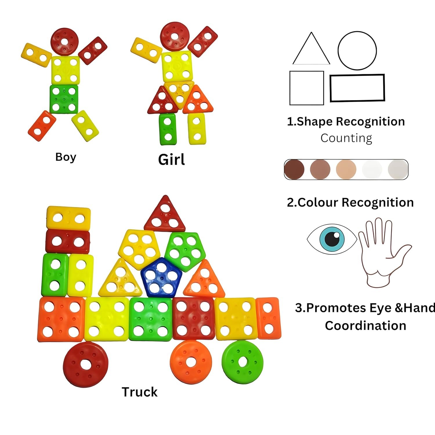 Colourful Shape Sticker Geometric Shape Toys for Kids, Sorting &Stacking Toy for Toddler and Kids, Colour Stacker Shape Sorter Educational Learning Toy for 1-5 Years Old Boys and Girls - Image 4