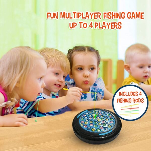 KIPA GAMING Rechargeable Dark Blue Fish Catching Game, 45 Fishes with Big Round Pond & Fish 2 Catching Sticks for Kids Girls Boys Toddlers Age 2 3 4 5 6 7 8 9 Years - Image 3
