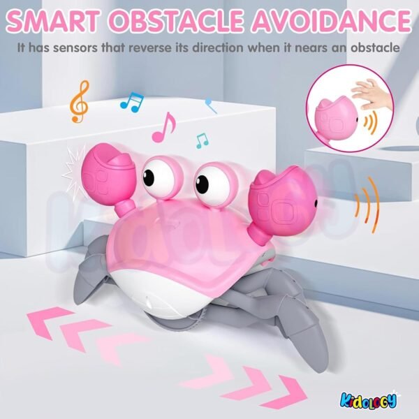 Kidology Crawling Crab Baby Musical Kids Toy with Led Lights & Rechargeable Battery|Interactive Early Learning and Entertainment Toys for Kids Toddlers & Infants|Tummy Time Dancing Toys,Pink - Image 5