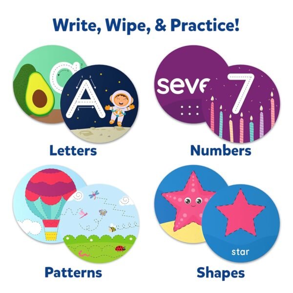 Skillmatics Write & Learn Cards for Toddlers - Letters, Numbers, Patterns & Shapes, Preschool Learning, Includes Markers & Reusable Cards, Gifts for Kids Ages 3, 4, 5, 6 - Image 3
