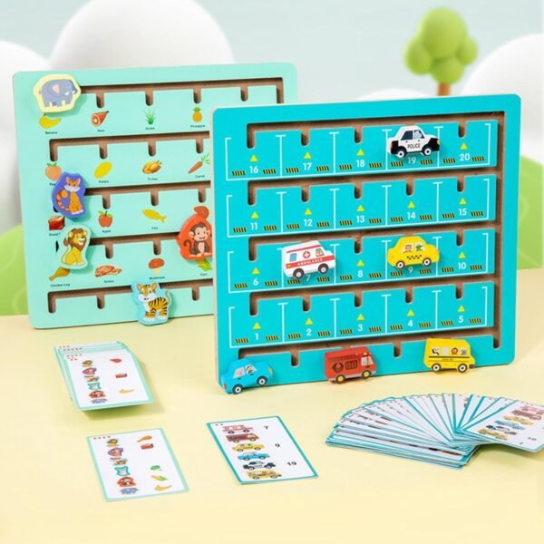 Toy Montessori Slide Puzzle Game Fun Wooden Toy for Boys Girls Child 3+ Year Old Transportation