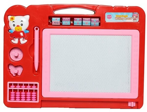 2-in-1 Double Sided Magnetic Slate Whiteboard and Blackboard with Chalk, Duster and Stylus for kids (Blue) - Image 6