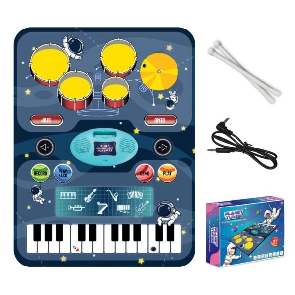 2-in-1 Musical Jam Playmat for Kids | Piano Keyboard with Drum Set, Music Recording & Playback | Portable Battery-Powered Sound Mat with Volume Control | Educational Gift for Kids Ages 3+