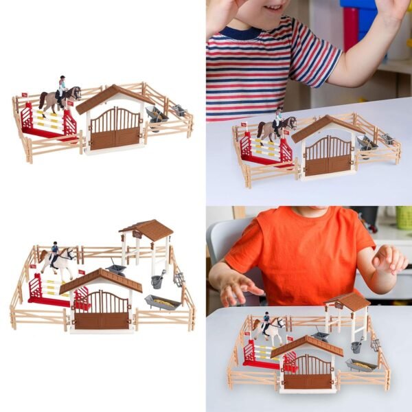 Horse and Horseman Playset Pretend Play Toy for 3 4 5 6 7 Year Old Baby Kids Women Horseman|Toys & Hobbies|Toys & Hobbies|Toys & Hobbies|1x Horse Stable Figurine Playset - Image 6