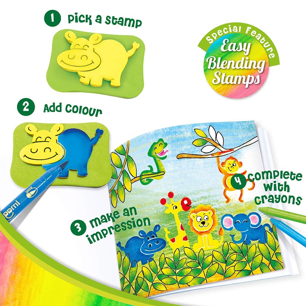 Imagimake Stamp Art - Animal Kingdom - DIY Kids Colouring Book Set - for Boys and Girls 3 Years+, Multicolor - Image 4
