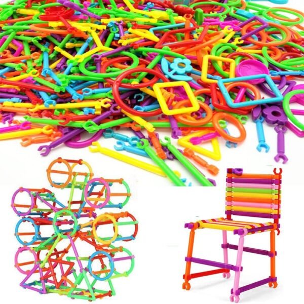 Creative Smart Stick with Different Shapes Block Game for 3-8 Years Old Kids Boys & Girls Building Blocks for Kids,200+ Piece,Multicolor
