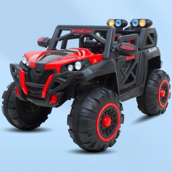 Battery Operated 4x4 Jeep for Kids, Ride on Toy Kids Car with Light & Music | Electric Jeep Battery Car | Baby Big Car for Kids to Drive 3 to 8 Years Boys Girls (Red)