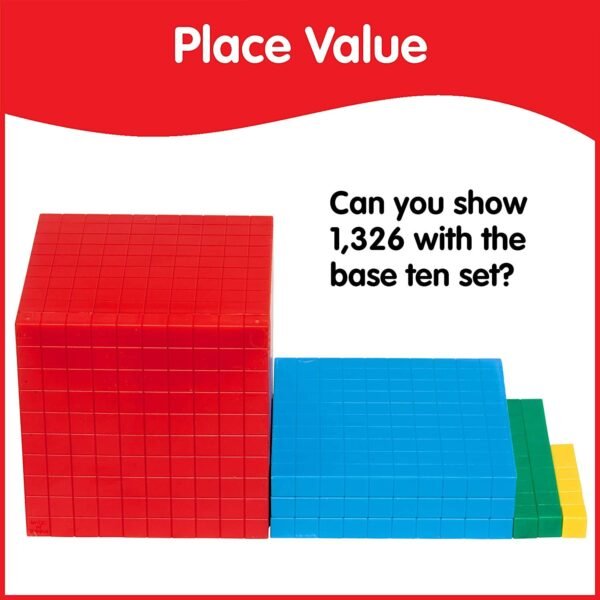 121 Pcs Base Ten Blocks - Place Value Blocks - Math Manipulatives For Elementary Classroom, Home Learning, Base 10 For 1St 2Nd 3Rd Grade With Place Value Matt (Multicolour) - Image 3