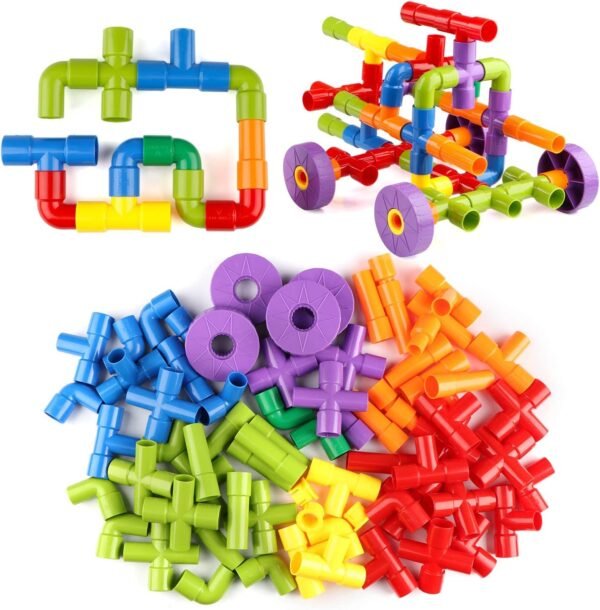 Smart Stick DIY Plastic Brick Set 4D Space Children Intelligence Plastic Pipe Blocks Building Toys Plastic Building Block Set Pipes Puzzle Set - Blocks for Kids (Pipe Puzzle Block) - Image 2