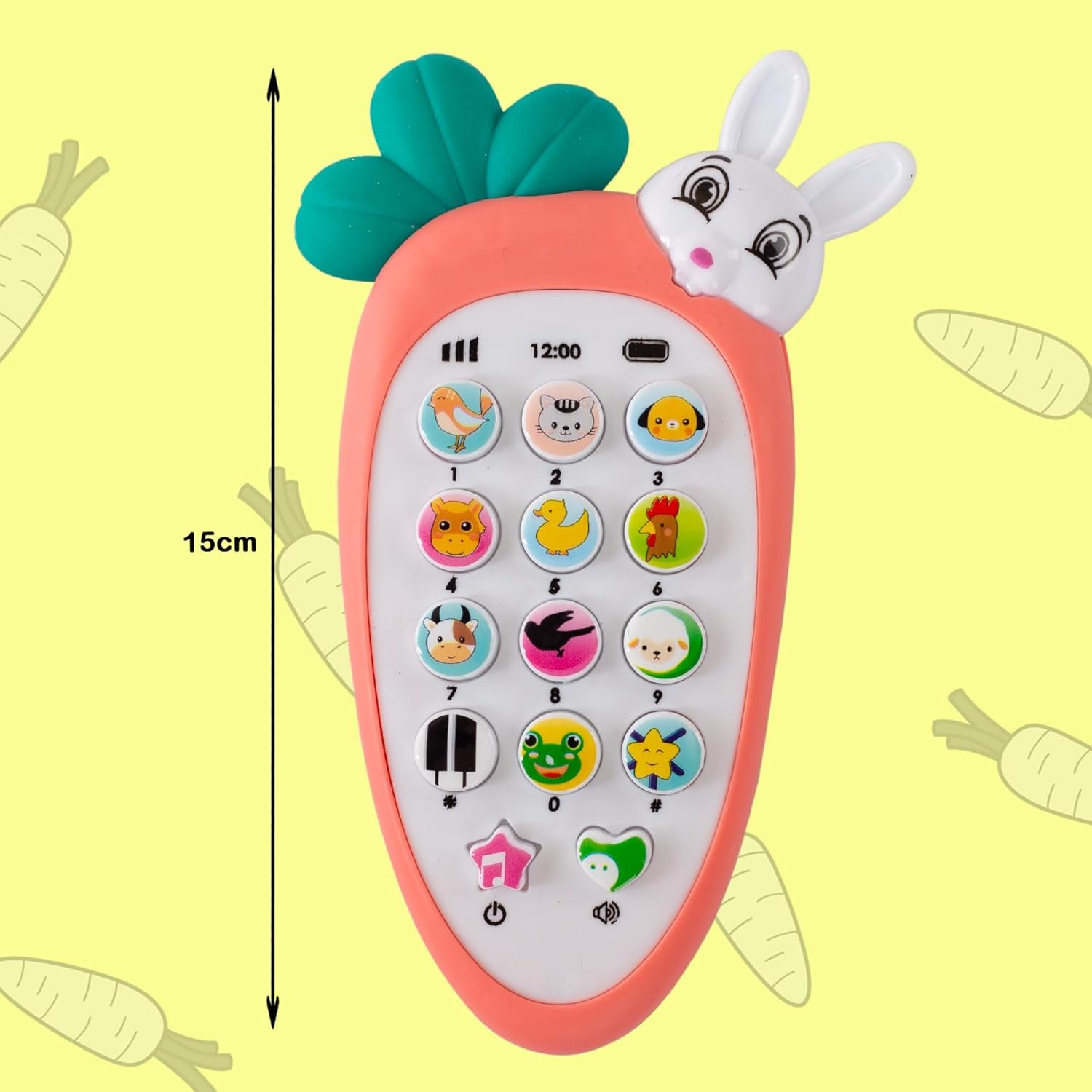 Carrot-Shaped Rabbit for Babies, Musical Toy for 1-3 Year Old Baby Boys and Girls | Interactive Button Learning Remote with Baby Music, Flashing Lights - Image 2