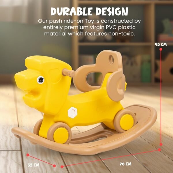 Baybee 3 in 1 Baby Rocker & Ride on Toy Car for Kids | Push Ride on Kids Car with Balancing Board & Safety Guardrail | Rocker for Babies | Indoor Outdoor Rocking Chair for Toddlers 1-3 Years (Lion) - Image 2