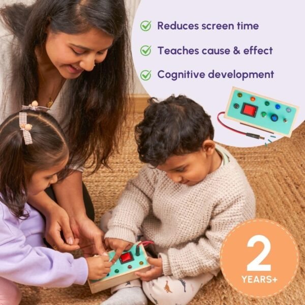 Curious Cub Montessori Busy Board for Toddlers | Switch Board Toy for Kids 1-6 Yrs |Montessori Toggle Play Set|Kids Brain Development Toy|Children Toys|Wooden Toys|Sensory Toys|Gifts for Children - Image 5