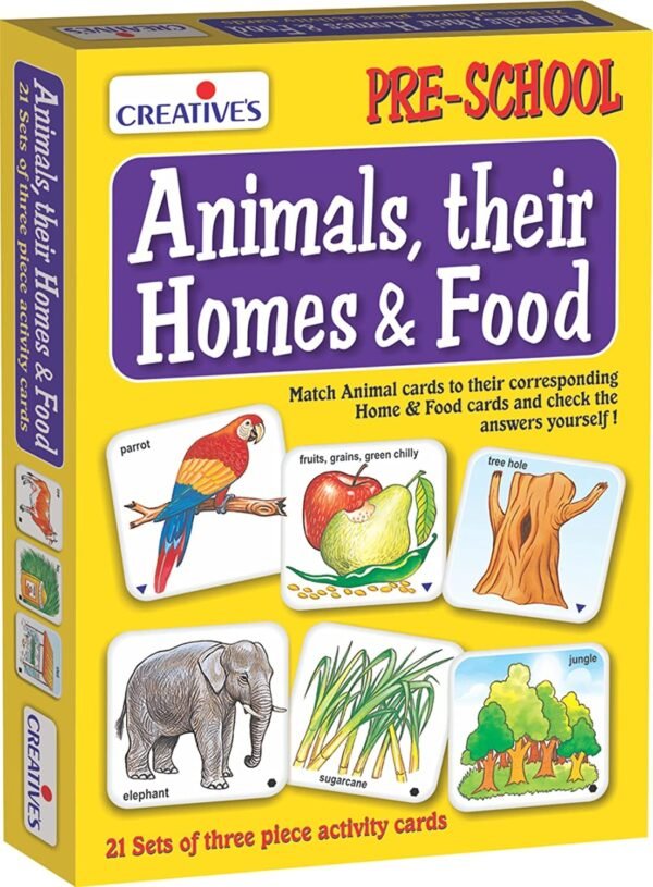 Creative\'s Animals, Their Homes & Food | Learn About Animals | Animals Card Game |Educational Games for Kids 3 & Up|Preschool| Learning Games for Preschool Kids| Ages-3 & UP