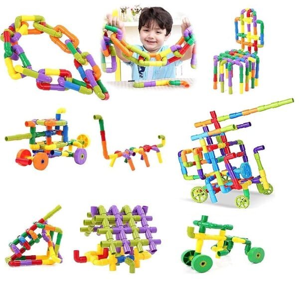 Kids Plastic Pipe Puzzle for 3-8 Years Old Kids Boys & Girls, 85 Piece, Multicolor - Image 3