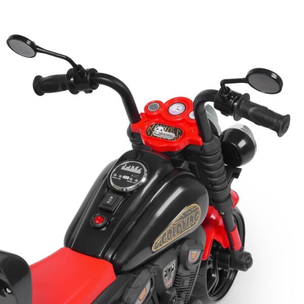 6V Electric Kids Bike Rechargeable 6.5 Ah Battery Inbuilt Imported Motor Drive Music Player LED Light & Foot Accelerator for Ages 1-6 Years (Goldving Electric Bike, Red & Black) - Image 5
