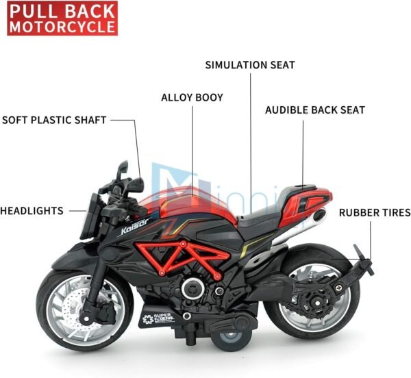 Police Motorcycle Toy - Pull Back Motorcycle Toys, Tiny Gift with Music Lighting, Latte Motorcycles Toy for Kids Boys Age 3-8 Year Old [Multicolor] (1.14 Bike-RED) - Image 4