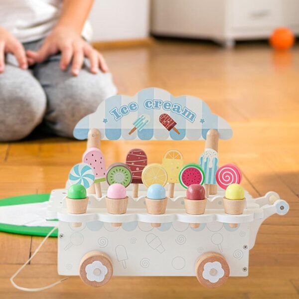 Lyla Wooden Ice Cream Toy Education Pretend Play for Kids 3-8 Year Old Boys Girls White - Image 4