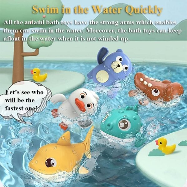 SUPER TOY Bath Toys, Cute Swimming Turtle Baby Bath Tub Toys for Toddler 1-5, Water Pool Floating Wind Up Toys for 1 Year Old Boy Girl Gifts, Infant Toddlers Kids Bathtub Toys, 3 Pack - Image 5