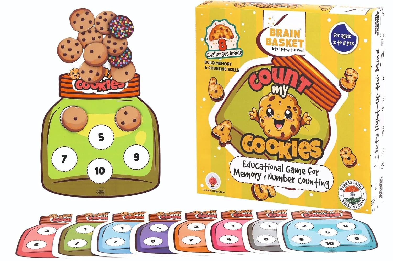 Count My Cookies – Educational Mind & Brain Game for Kids 2-8 Years, Counting Memory Puzzle, Wooden Toy for Early Math Skills