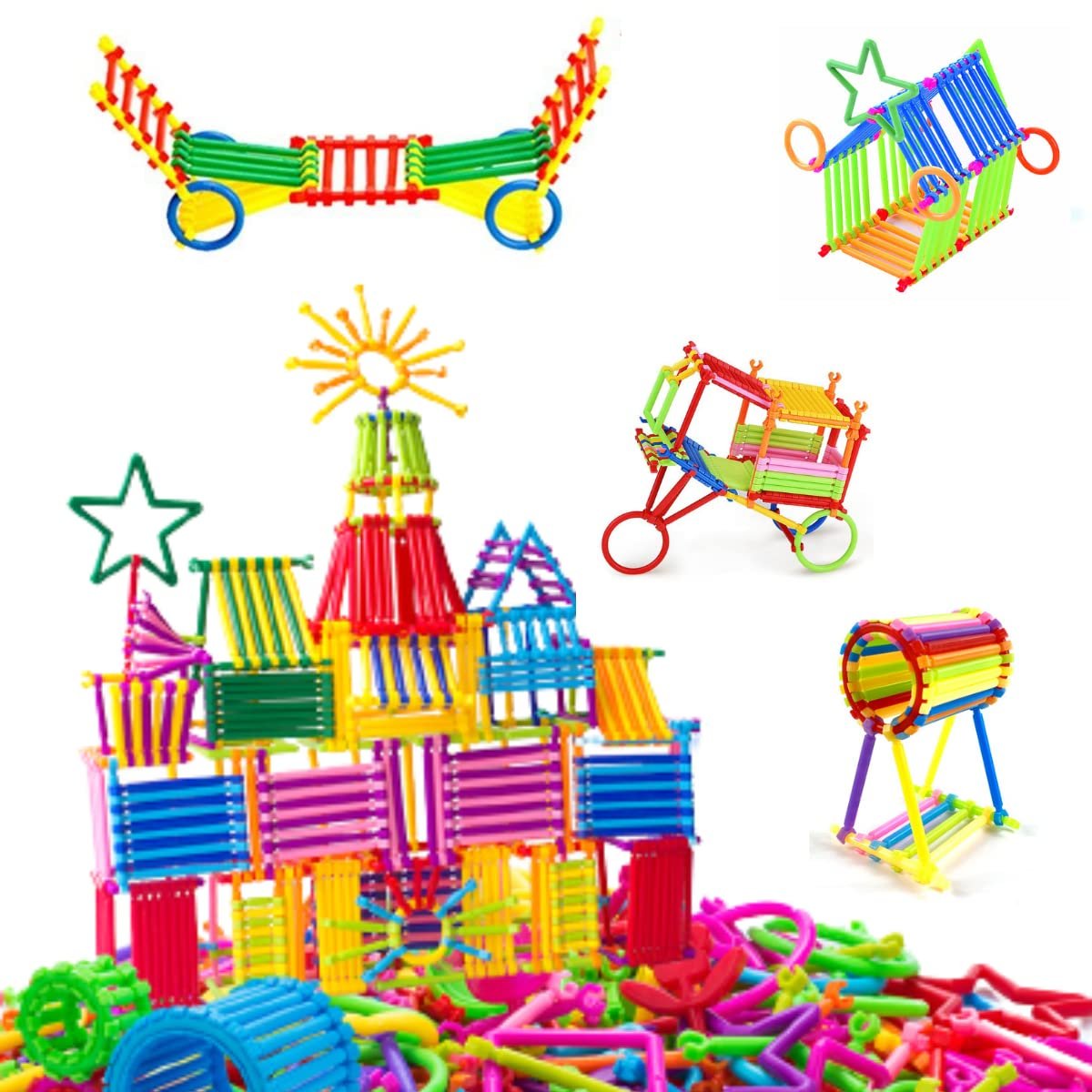 Marmik Smart Stick Building Blocks Toys - Smart Stick with Different Shapes Block Game for 3-8 Years Old Kids Boys & Girls, Kids Building Block Toy, Multi Color (200+ Pcs) - Image 4