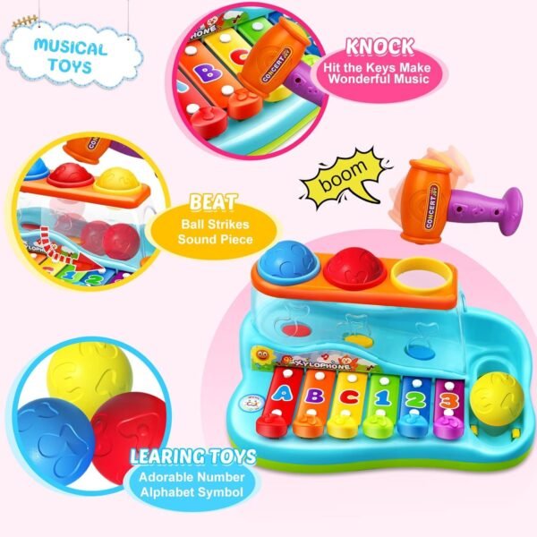 Baby Toys 12-18 Months Hammer Pounding Xylophone Kids Gifts for 1 2 3+ Year Old Boys Girls, Early Educational with Music Balls, Christmas Birthday Toys for 6 to 12 Months - Image 5