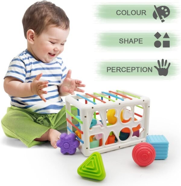 Brand Conquer 6 in 1 Learning Cube Educational & Learning Activity Toy Including Blocks, Clock, Alphabets-Tree,Transportation Vehicles,Music Keyboard & Mirror for Kid (Small 6 in 1 Cube), Multicolored - Image 4