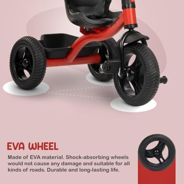 Baybee Hubble Baby Tricycle for Kids | Balanced Baby Trikes with Safety Belt, Eva Wheels & Storage Basket for Toys | Children Bicycle for Kid | Kids Cycle for 2-5 Years Boy Girl (Red) - Image 5