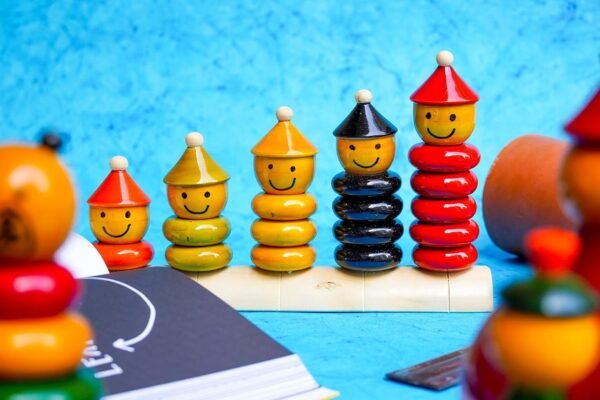 Match & Stacking Wooden Ring Tower - Educational Toy for Toddlers (1 Year and Above) - 15 Multicolor Rings - Eco-Friendly Wooden Toy - Preschool Learning - Image 2
