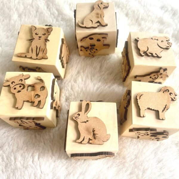 Wooden Dice Stamps For Kids | 1-6 Years | Theme Based (Farm Animals)