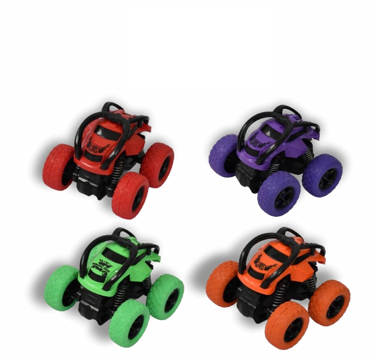 Duffy\'s 4x4 Monster Truck car Toy for 1-3 Year Boys - Friction Powered Mini 360 Truck Durable, high Traction Tyres Toy for Kids Aged 1 2 3 4 Year (Pack of 2)