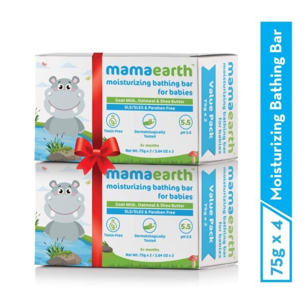 Mamaearth Moisturizing Bathing Bar Soap For Babies - 75g (Pack of 4) | Infused with Goat Milk, Oatmeal & Shea Butter | Cleanses Gently, Retains Moisture, pH Balanced at 5.5 - Image 5
