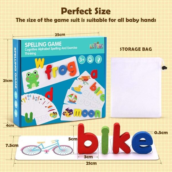 Spelling Games Word Matching Letter Puzzles Toddler Toys Montessori ABC Alphabet Learning Educational Puzzle Gift for Preschool Boys Girls Kids Age 3-5 Years Old (Multicolor) - Image 2