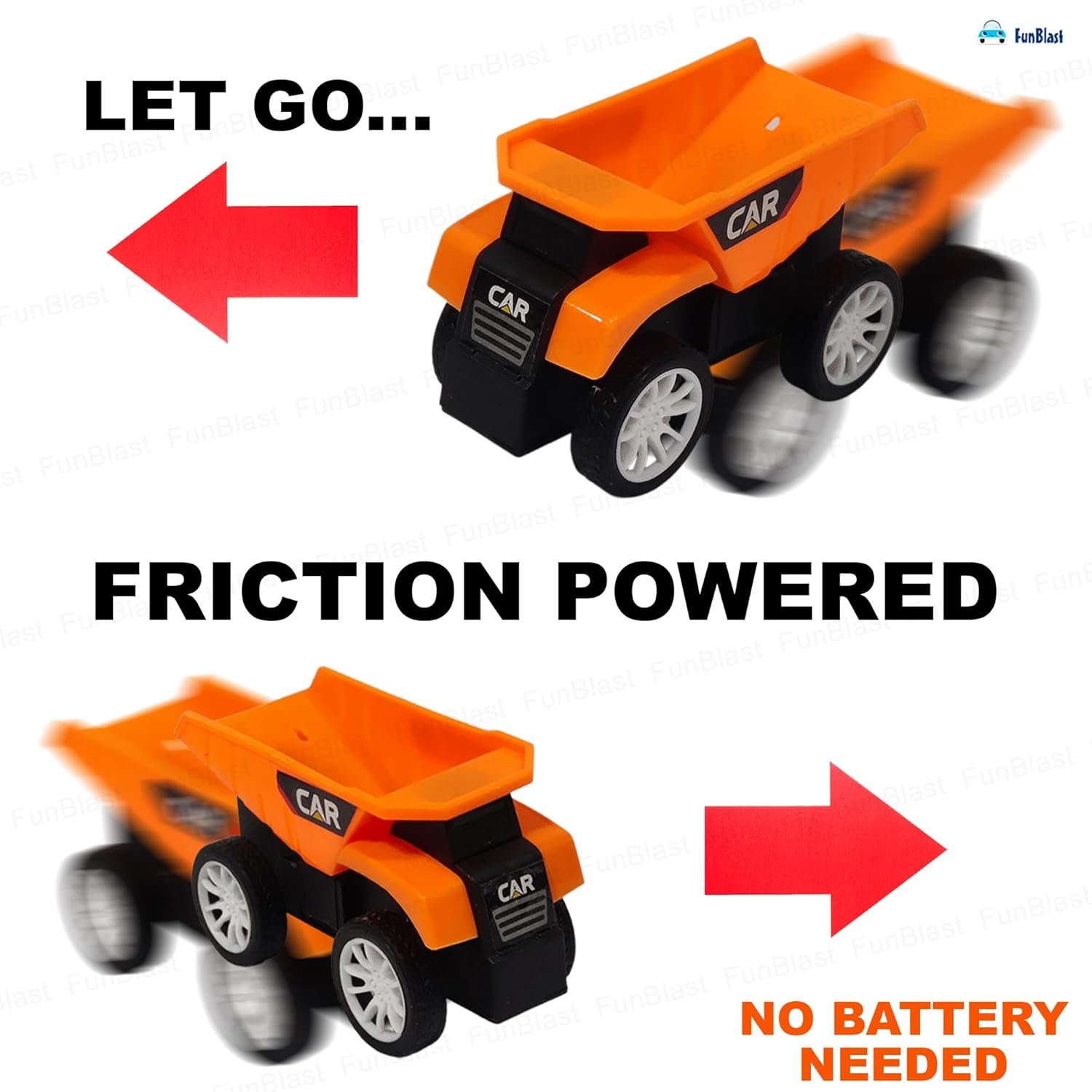 FunBlast Pull Back Vehicles Toy Cars Playset - Set of 10, Construction Mini Power Friction Trucks for 3+ Years Old Kids - Multicolor - Image 3