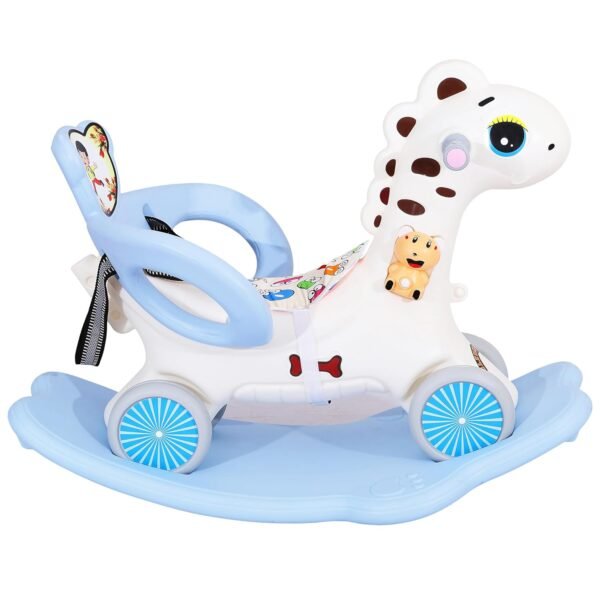 KURB 3-in-1 Ride-on Horse and Rocker for Kids | Multi-Functional | Age 12 Months - 4 Years | Sturdy and Durable | Safety Belt | Child-Safe Plastic (White) - Image 2