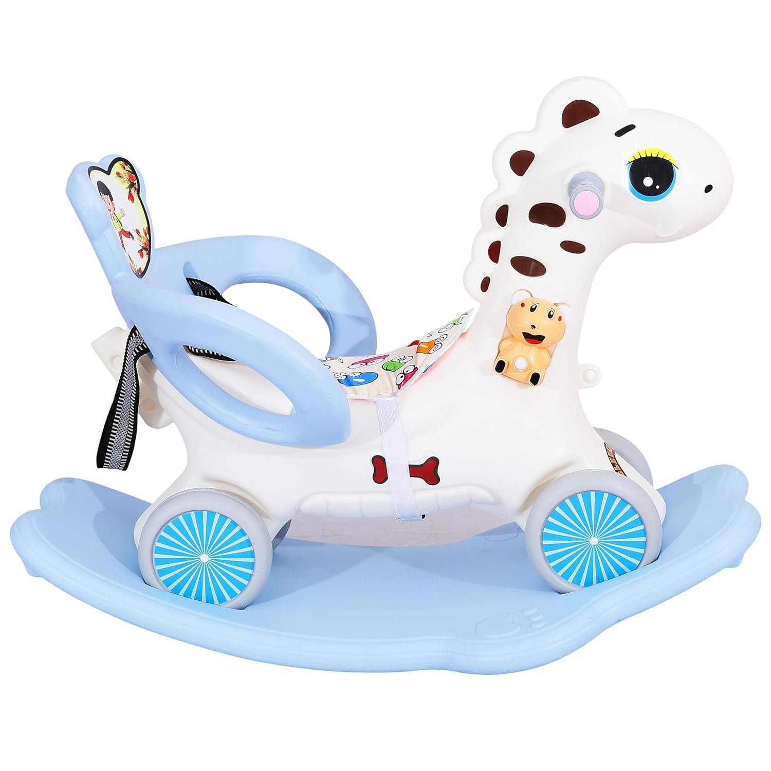 KURB 3-in-1 Ride-on Horse and Rocker for Kids | Multi-Functional | Age 12 Months - 4 Years | Sturdy and Durable | Safety Belt | Child-Safe Plastic (White) - Image 2